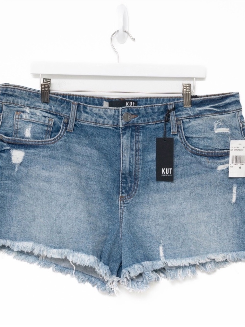 Kut from the Kloth Light Wash Distressed Denim Cutoff Shorts - Picture 2 of 5